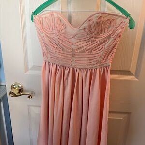 Strapless Pink Dress with Embroidered Details